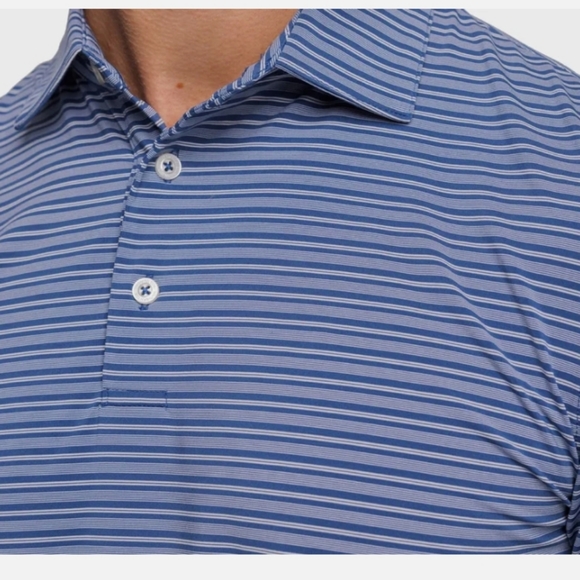 SOUTHERN TIDE BRREEZE BOWEN STRIPE PERFORMANCE POLO IN AGED DENIM XL - Picture 2 of 5